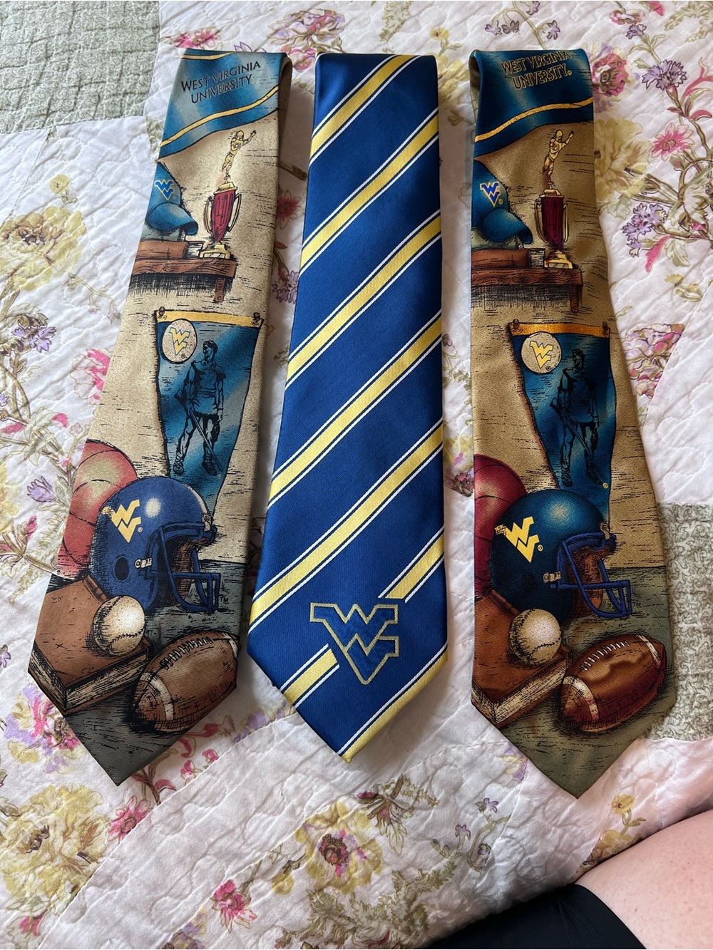 WVU Mountaineers Eagles Wings Necktie Bundle 3pc Lot